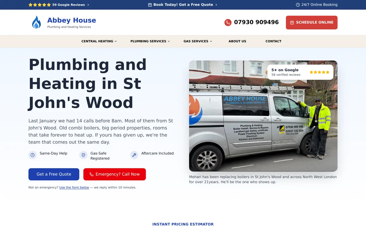 Abbey House Plumbing and Heating website
