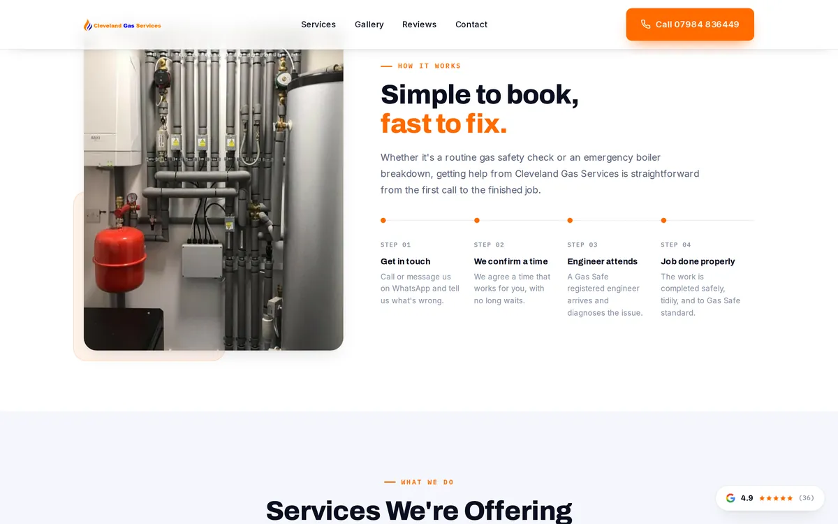 Cleveland Gas Services website screenshot 2