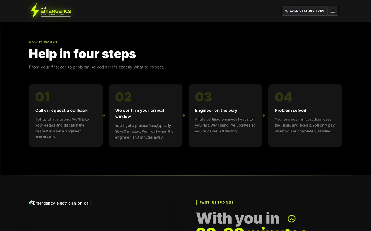 JS Emergency Electricians website screenshot 3