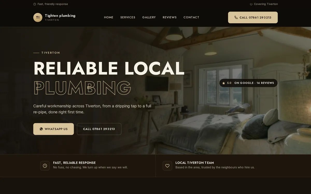 Tighten Plumbing website screenshot 1