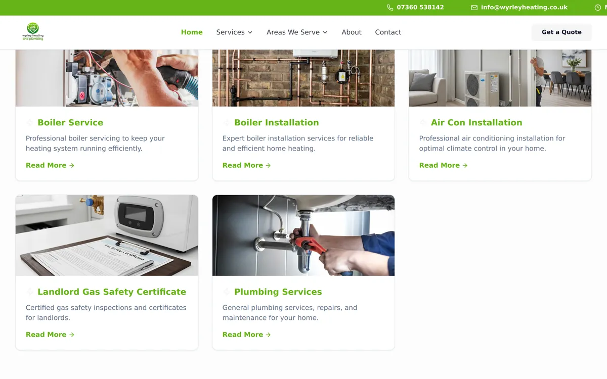 Wyrley Heating & Plumbing website screenshot 2
