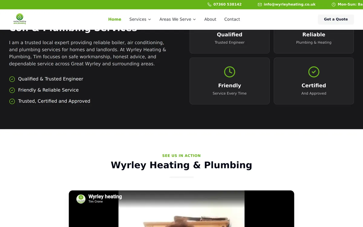 Wyrley Heating & Plumbing website screenshot 3